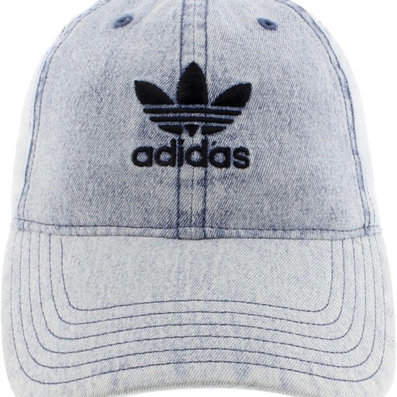 NWT Adidas Original Hat Men's Relaxed Strapback Cap Washed BLUE Denim Round Brim - Picture 3 of 10